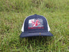 Red SHC Logo On Distressed Flag Design Navy and White Hat